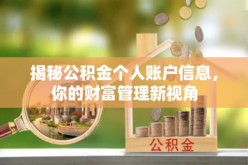 贺兰揭秘公积金个人账户信息，你的财富管理新视角